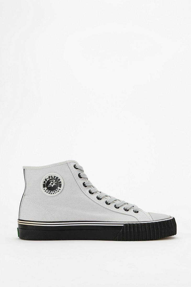 lyst urban outfitters pf flyers classic hightop sneaker in gray pf flyers white high tops