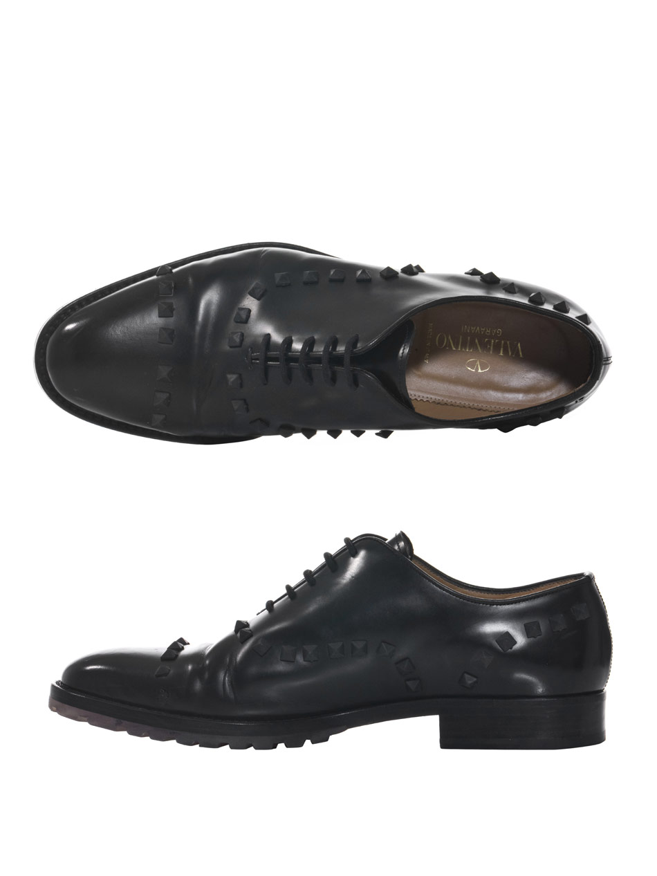Valentino Leather Studded Laceup Oxford 