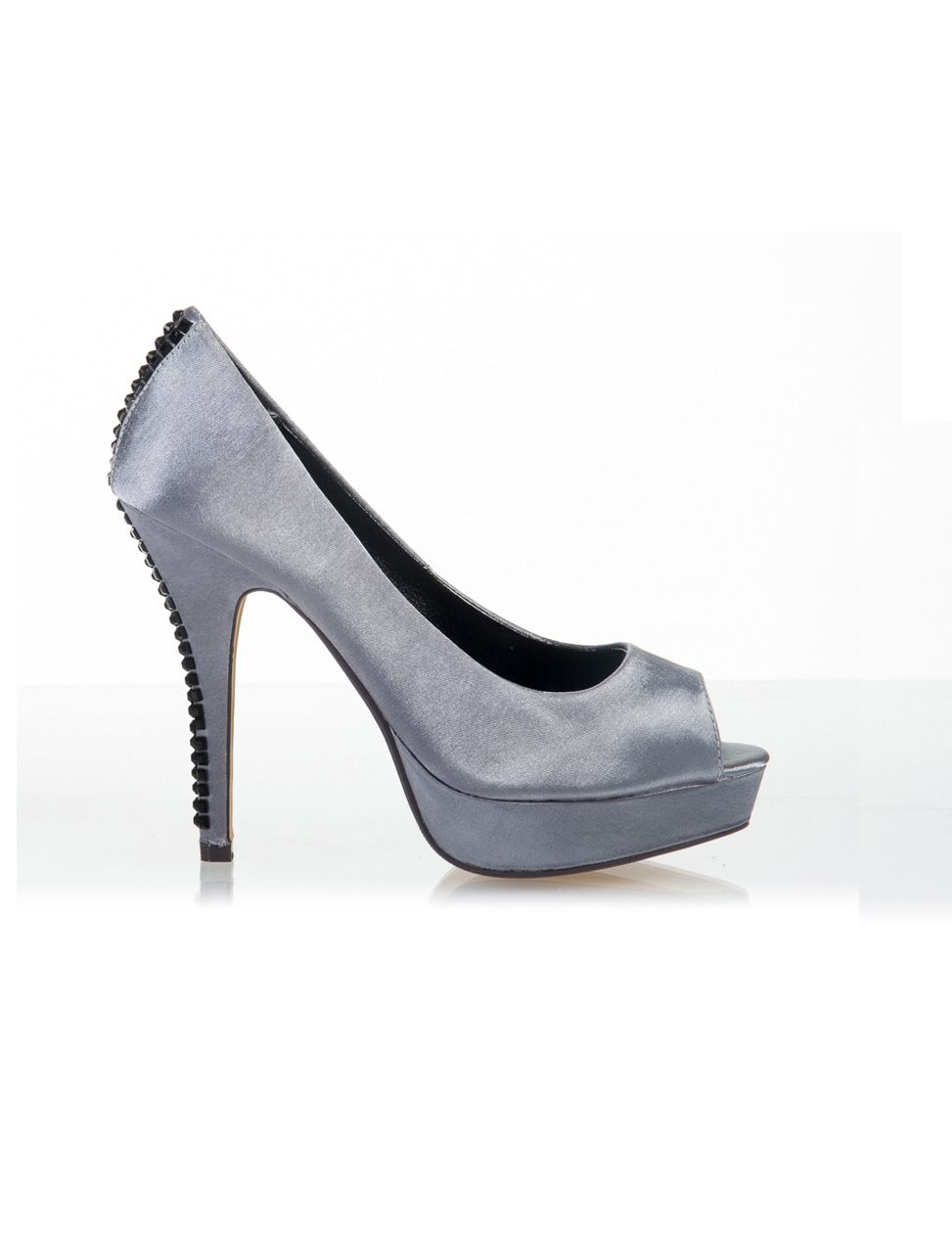grey square toe heels