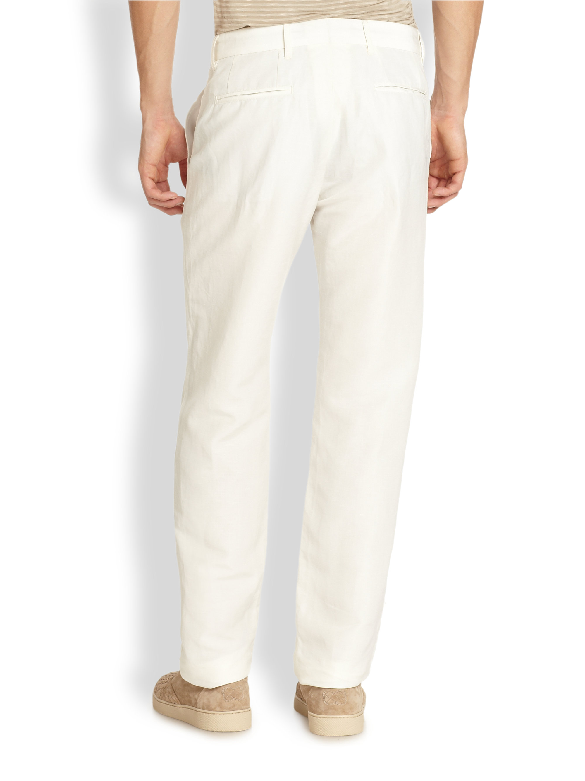 Armani Linen & Silk Pants in Soft Tan (Natural) for Men - Lyst