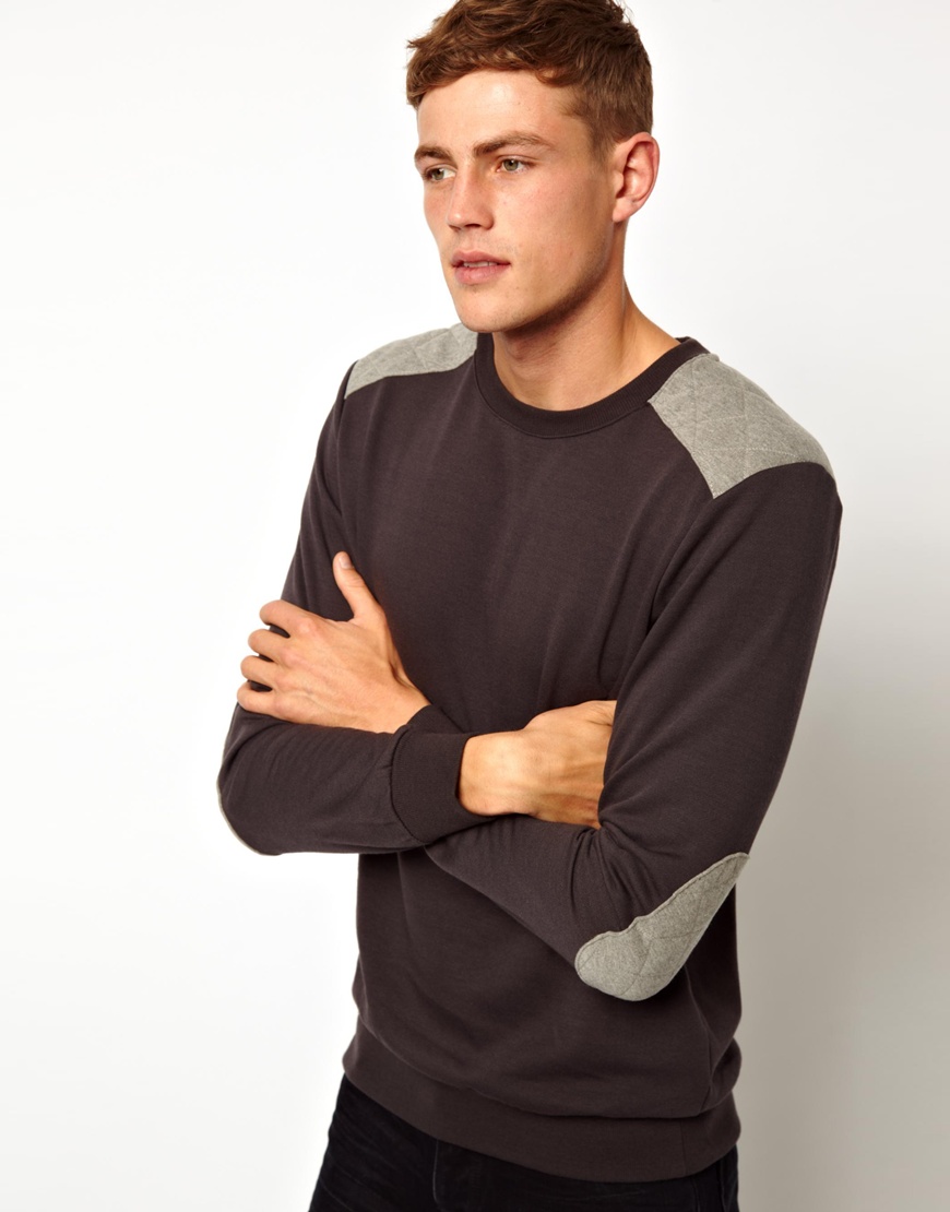 Lyst Asos New Look Sweatshirt with Quilted Patches in Gray for Men