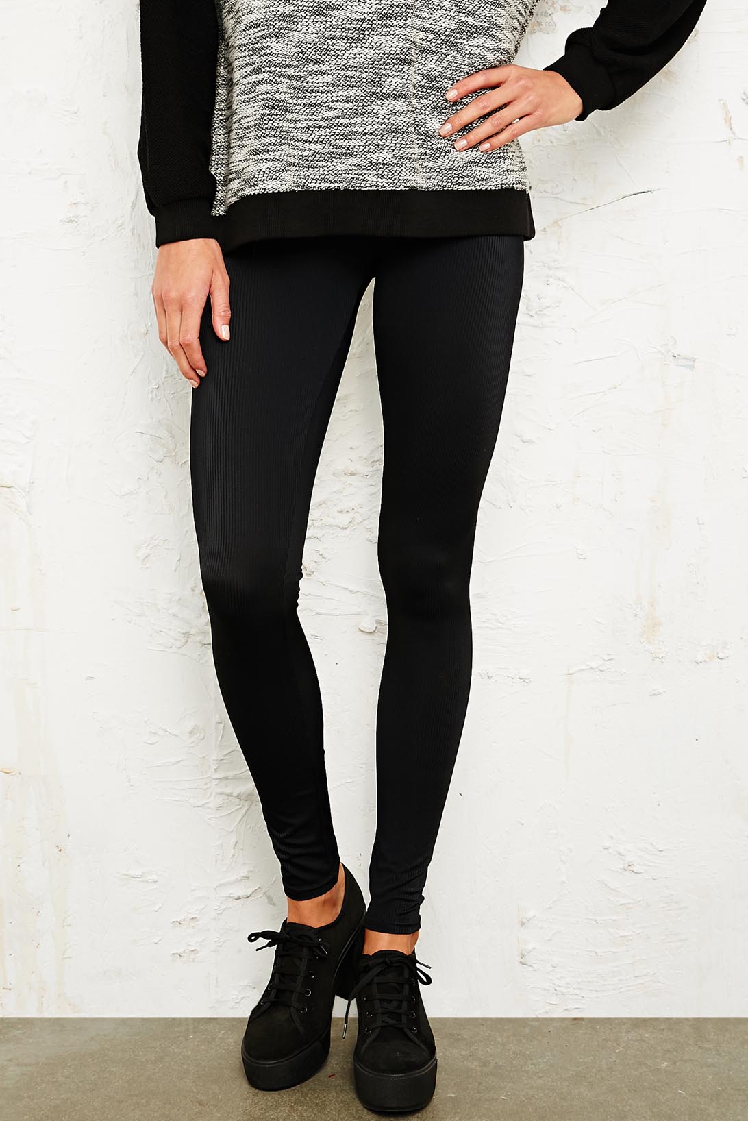 ... about Urban Outfitters Black Ribbed BDG Leggings Shiny BNWT UK M