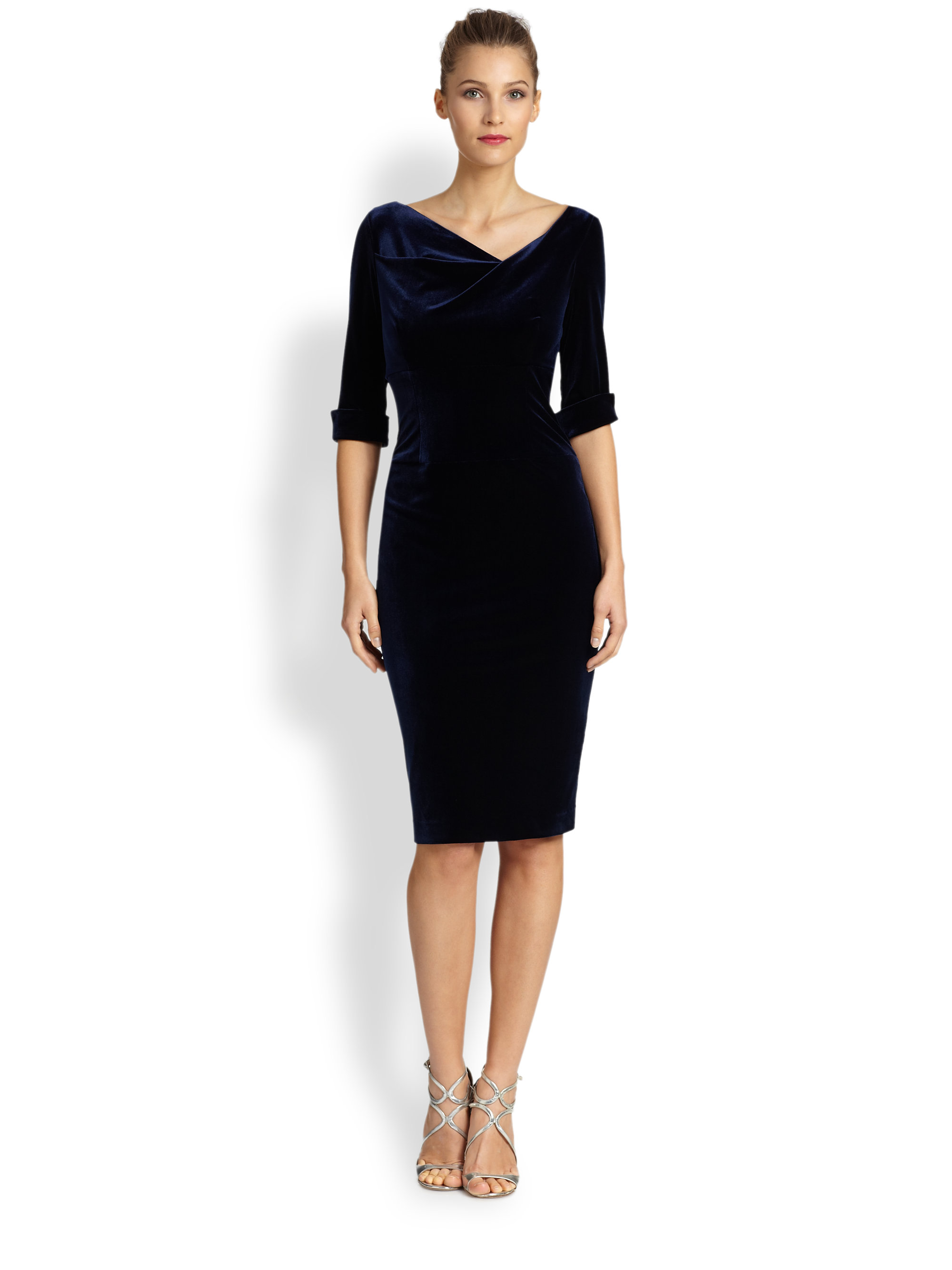navy three quarter sleeve dress