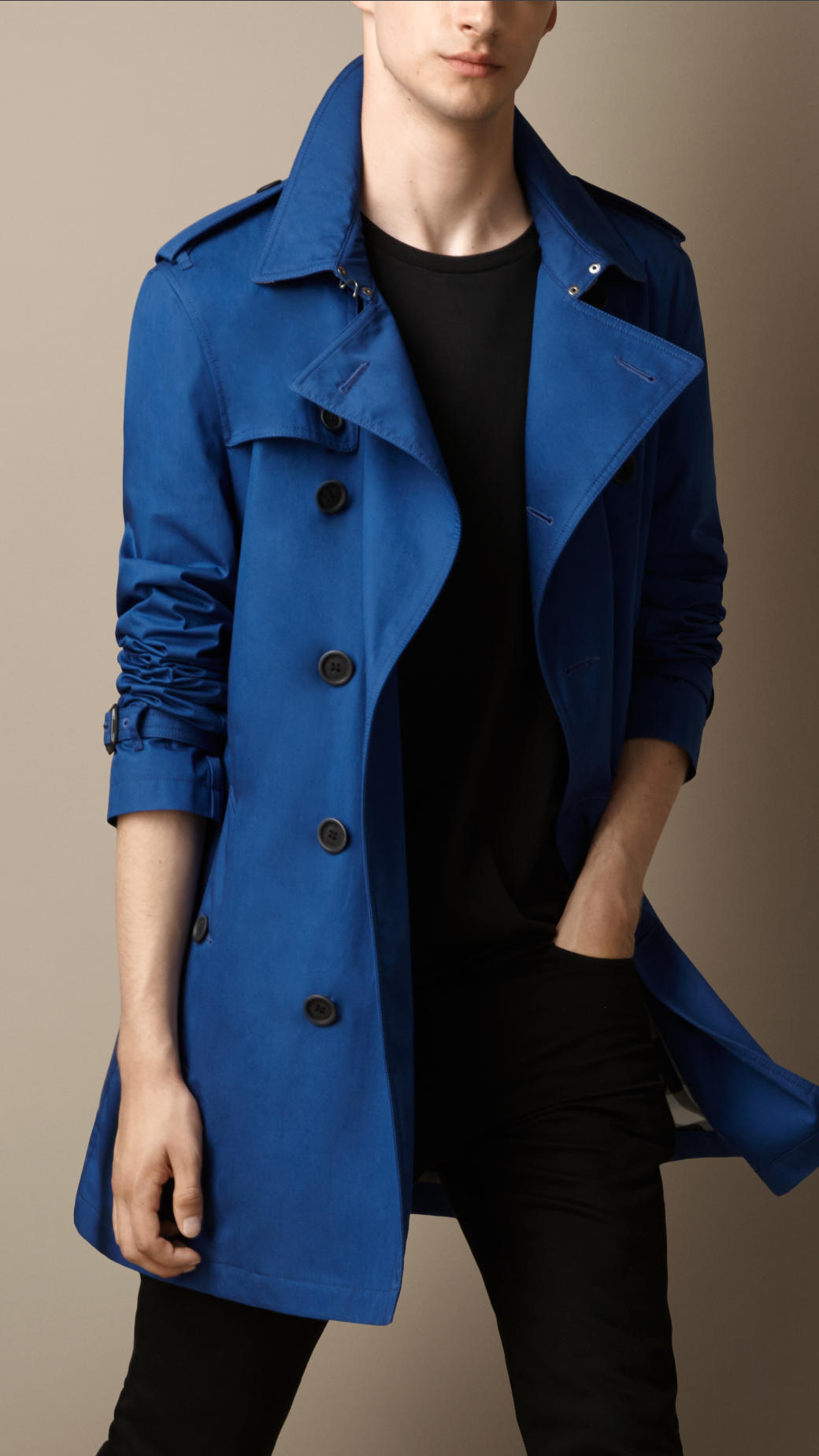 Burberry Cotton Twill Trench Coat in Blue for Men | Lyst