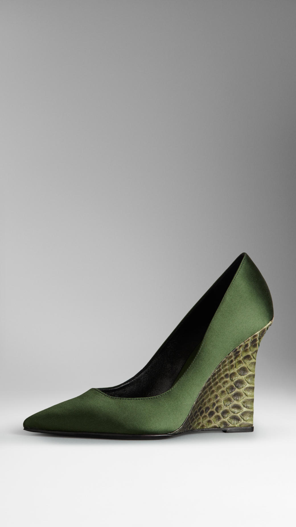 Burberry Satin Python Wedge Pumps in 
