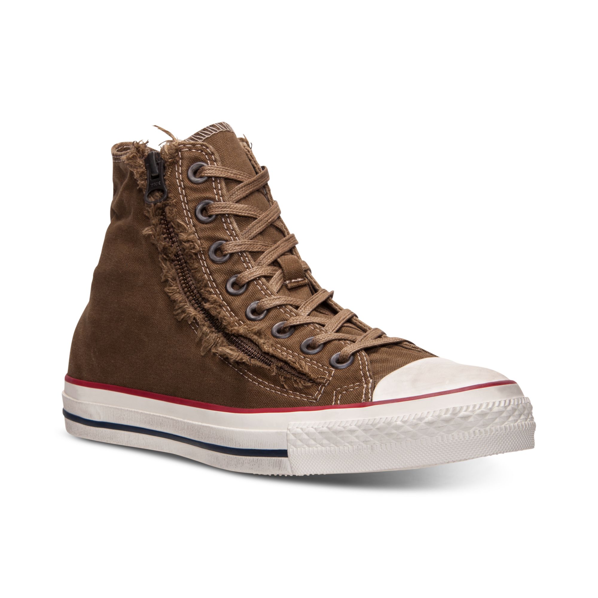 Converse Mens Chuck Taylor Double Zip Washed Canvas Hi Casual Sneakers ...