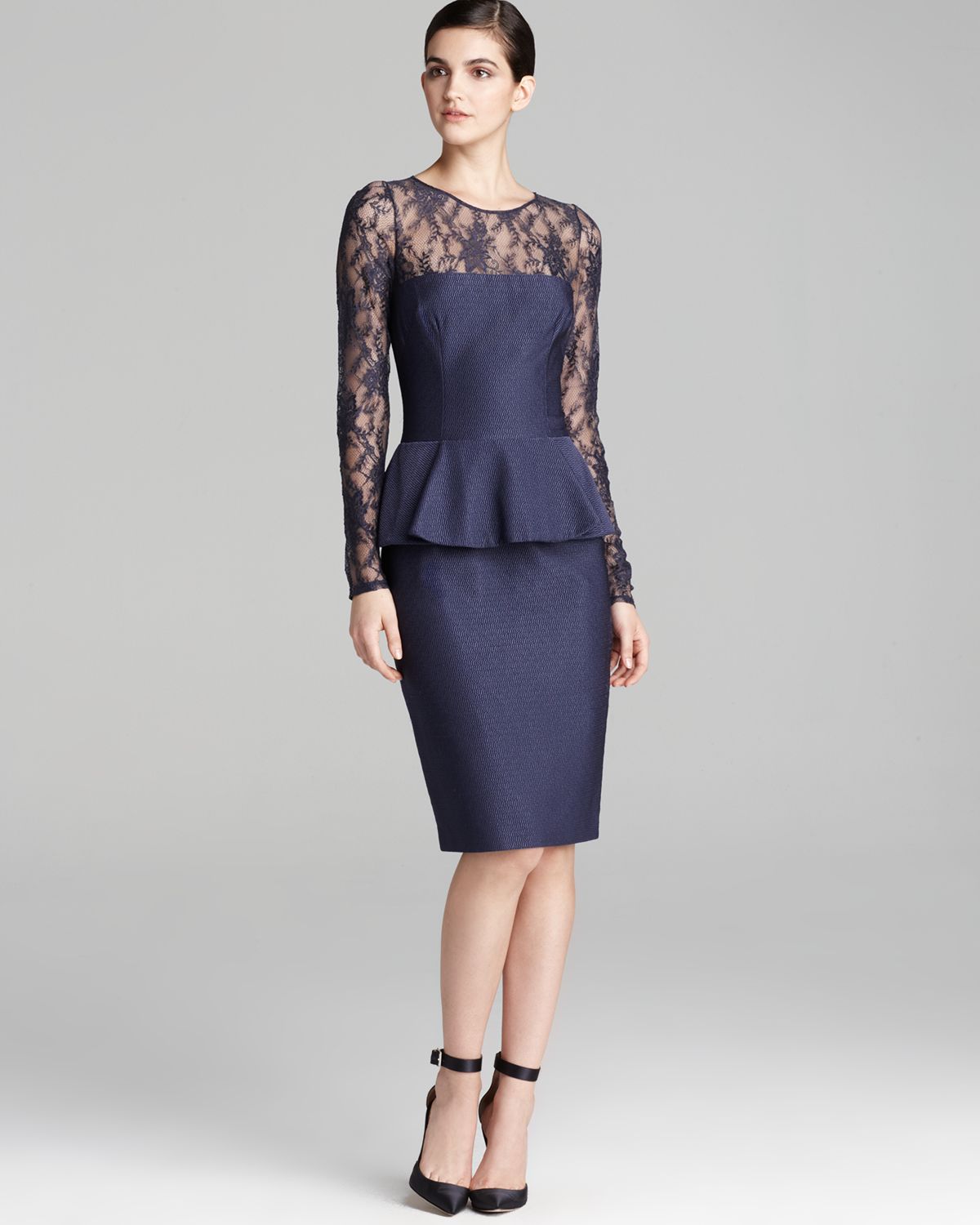 navy blue peplum dress