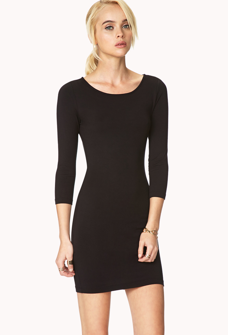 Forever 21 Basic Knit Dress in Black - Lyst