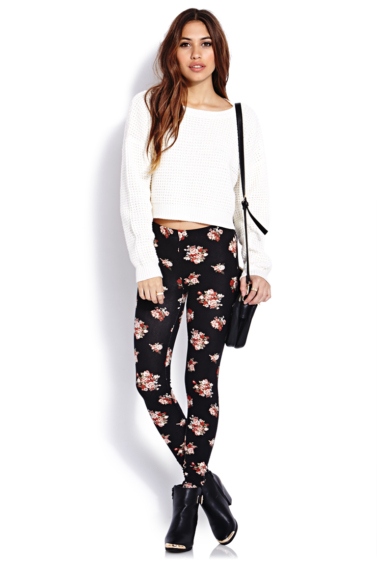 Forever 21 Vintage Rose Leggings in Pink | Lyst