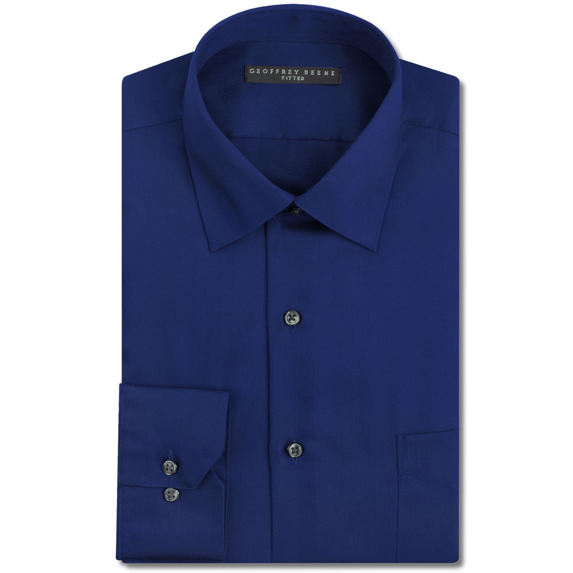 Lyst - Geoffrey beene Fitted Sateen Solid Dress Shirt in Blue for Men