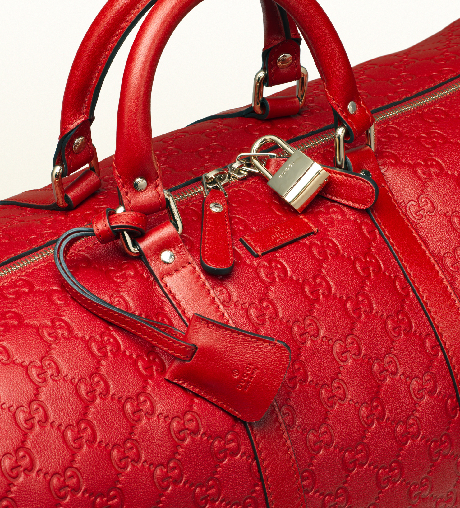 Gucci Red Ssima Leather Carry-on Duffel Bag