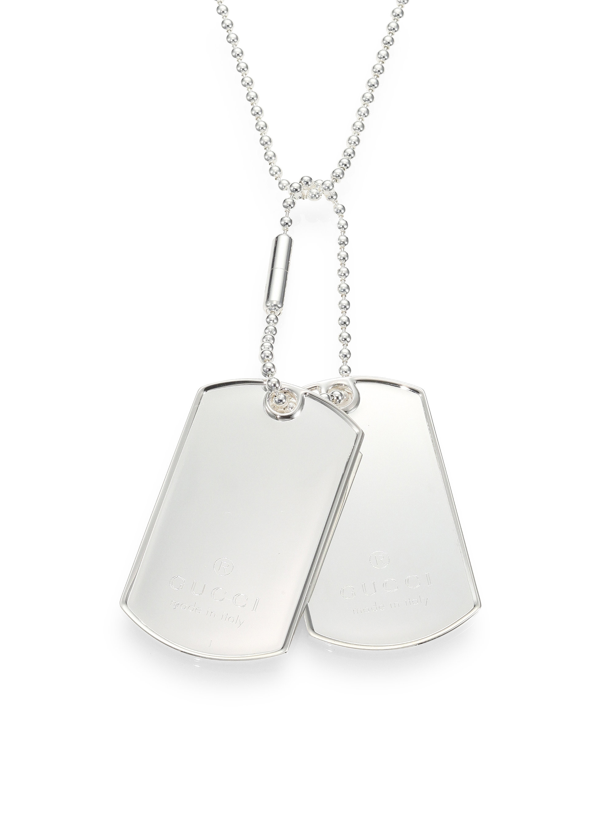 gucci sterling silver dog tag necklace