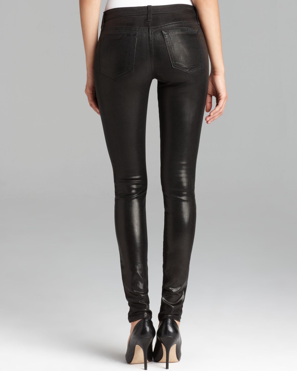 metallic black jeans