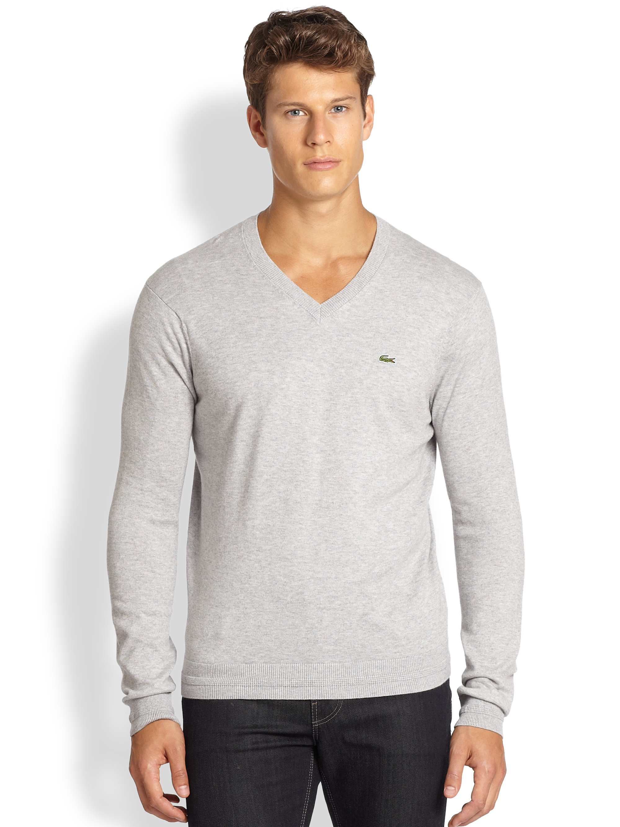 Lacoste Vneck Sweater in Charcoal Grey (Gray) for Men - Lyst