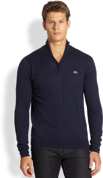 Lacoste Quarter Zip Sweater in Blue for Men (NAVY BLUE) | Lyst