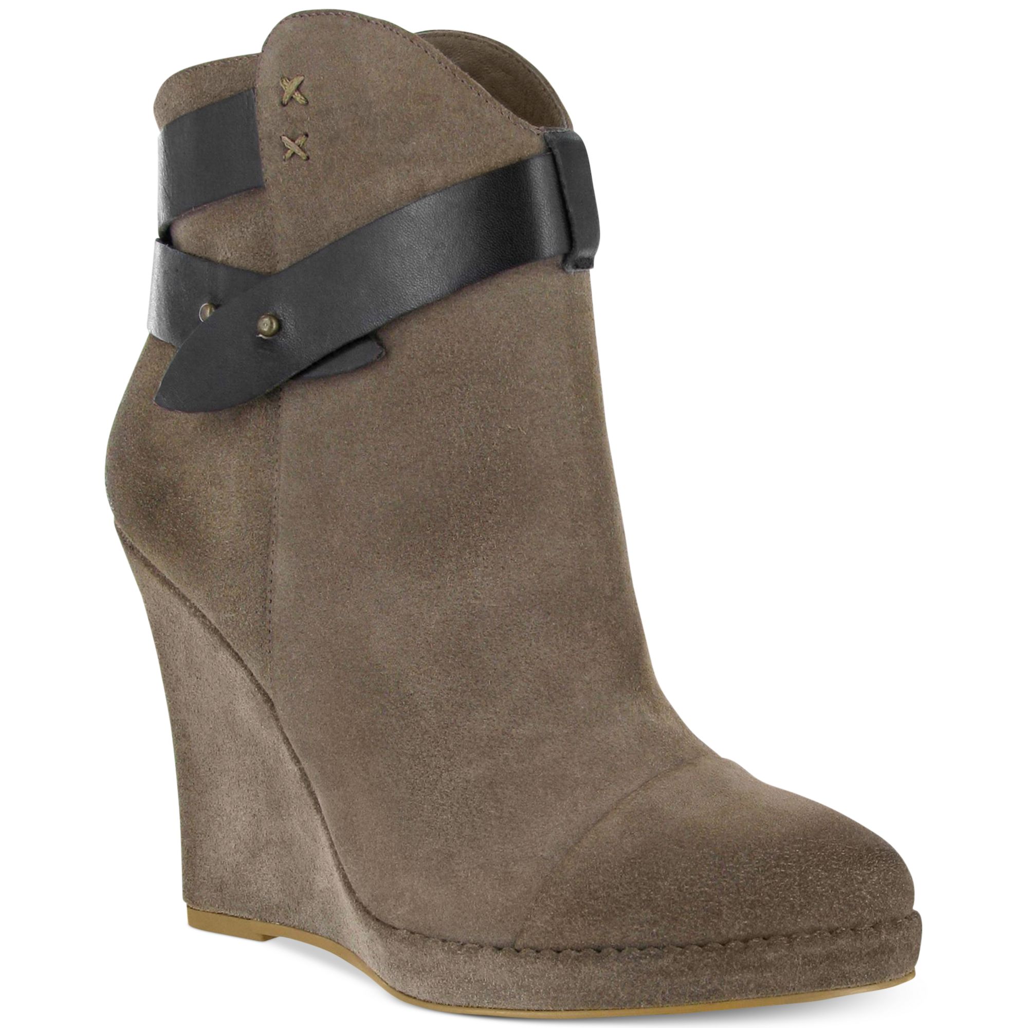 Lyst - Mia Colonyy Wedge Booties in Brown