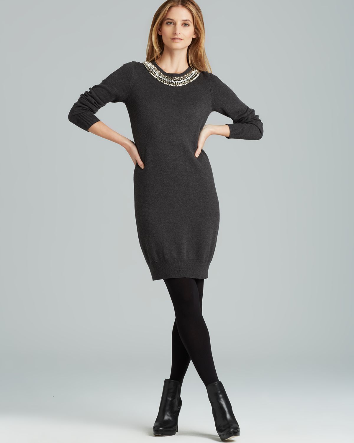 michael kors long sleeve black dress