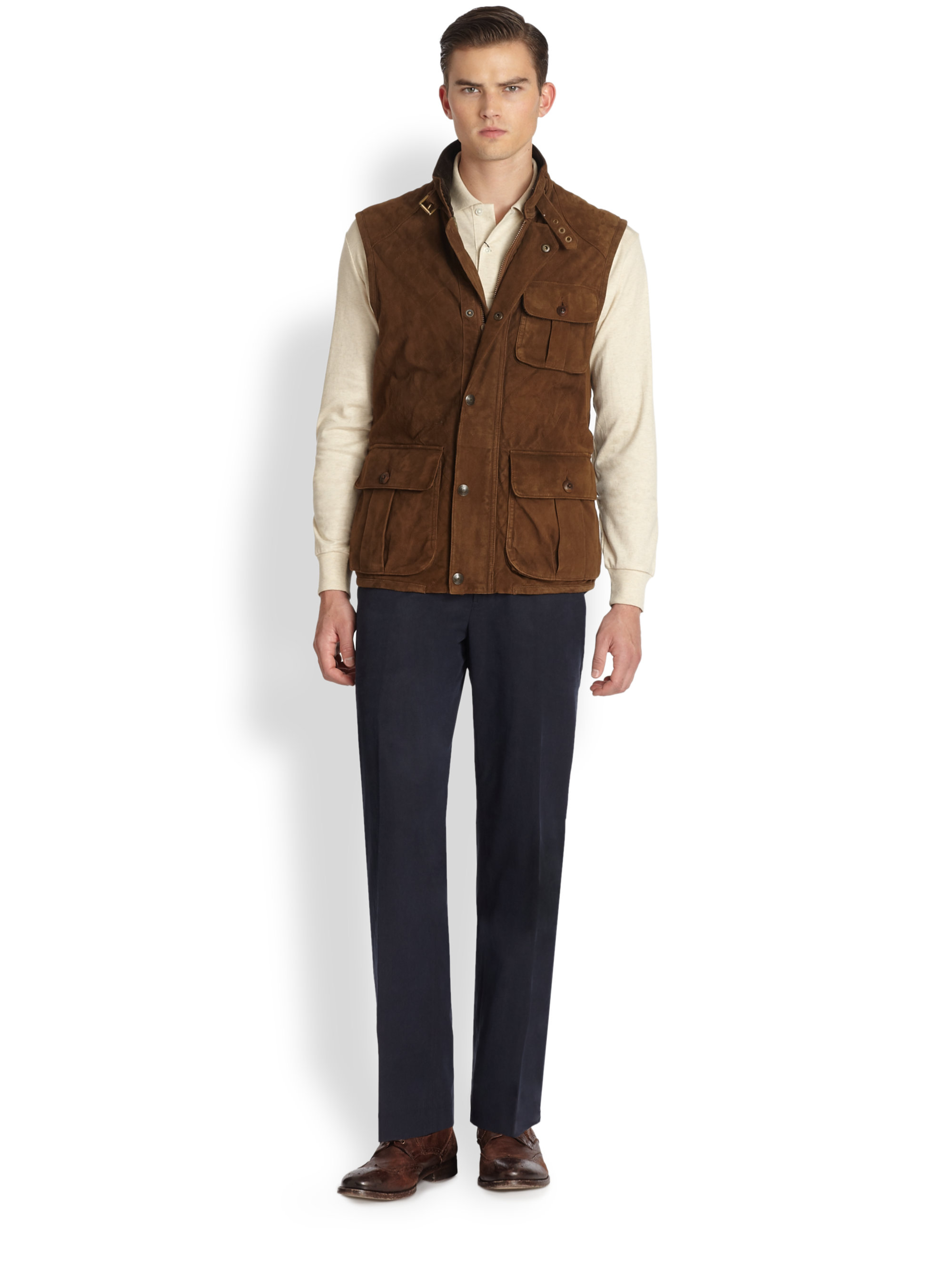 Polo Ralph Lauren Suede Grindlay Vest in Dark Brown (Brown) for Men - Lyst