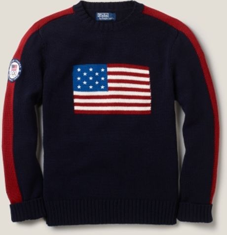 Polo Ralph Lauren Team Usa Crewneck Flag Sweater in Blue for Men (Navy ...