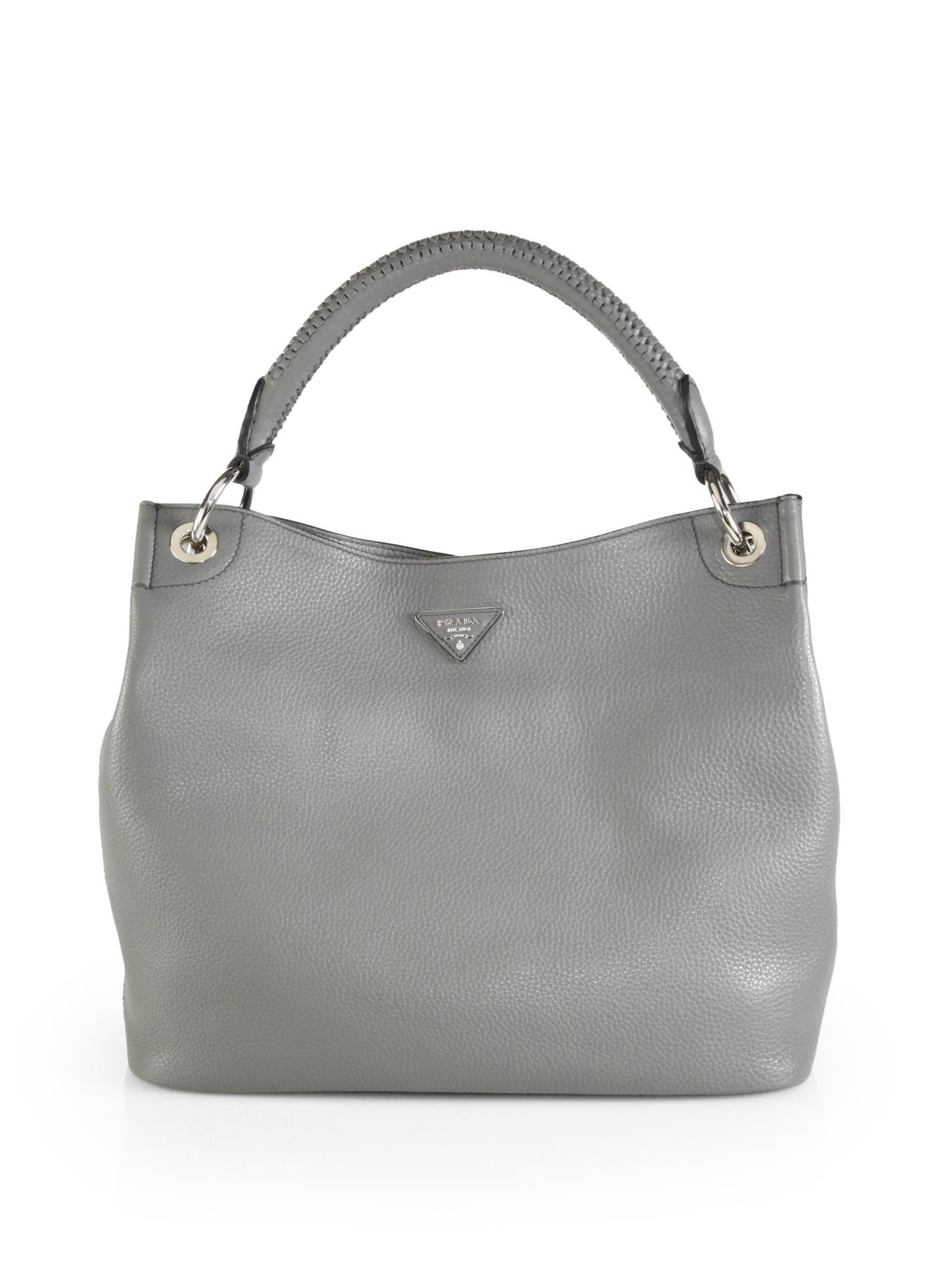 Prada Vitello Daino Hobo Bag in Gray Lyst