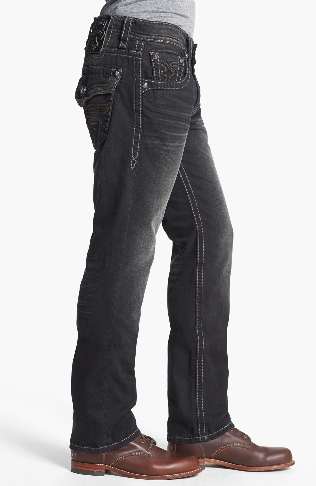 Rock revival Chopper Straight Leg Jeans in Black for Men Lyst