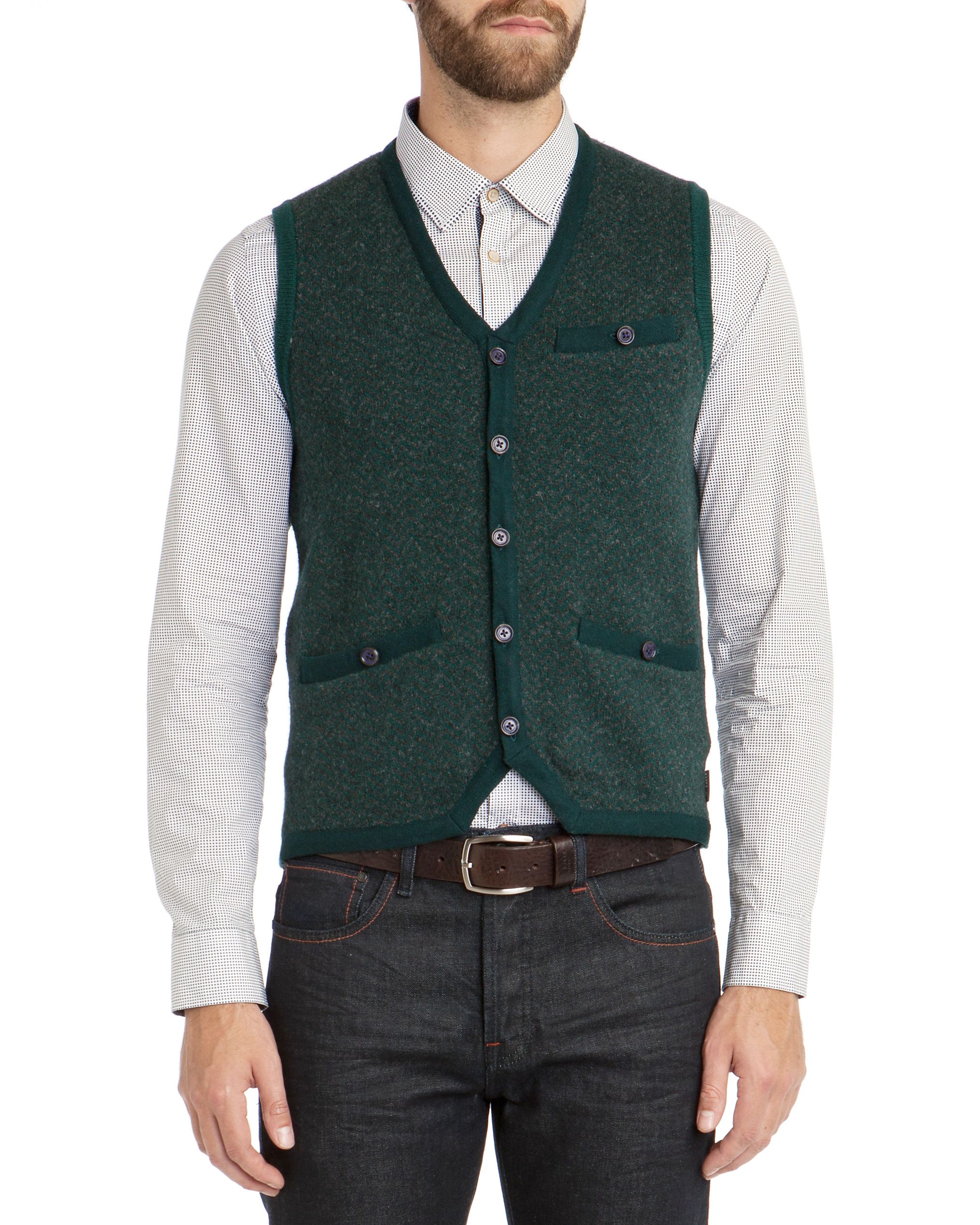 Ted baker Presup Knitted Waistcoat in Green for Men | Lyst