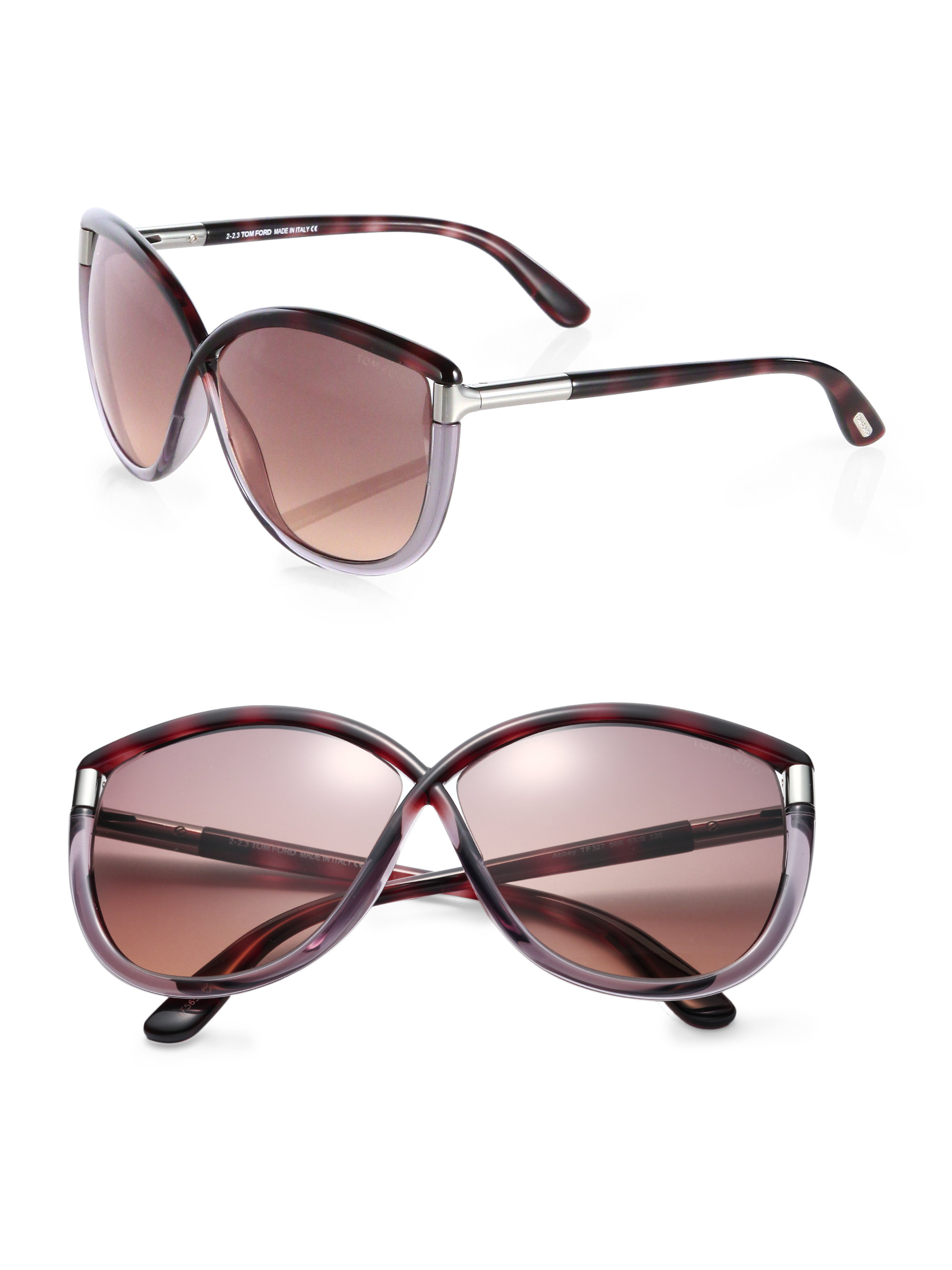 Tom Ford Abbey Oversized Crossover Sunglasses in Silver-Tortoise ...