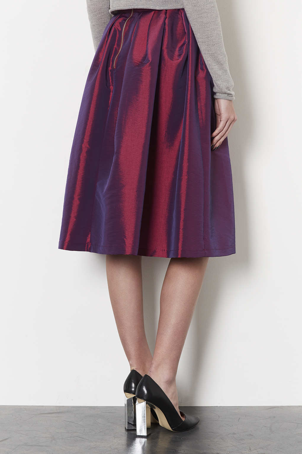 taffeta midi skirt