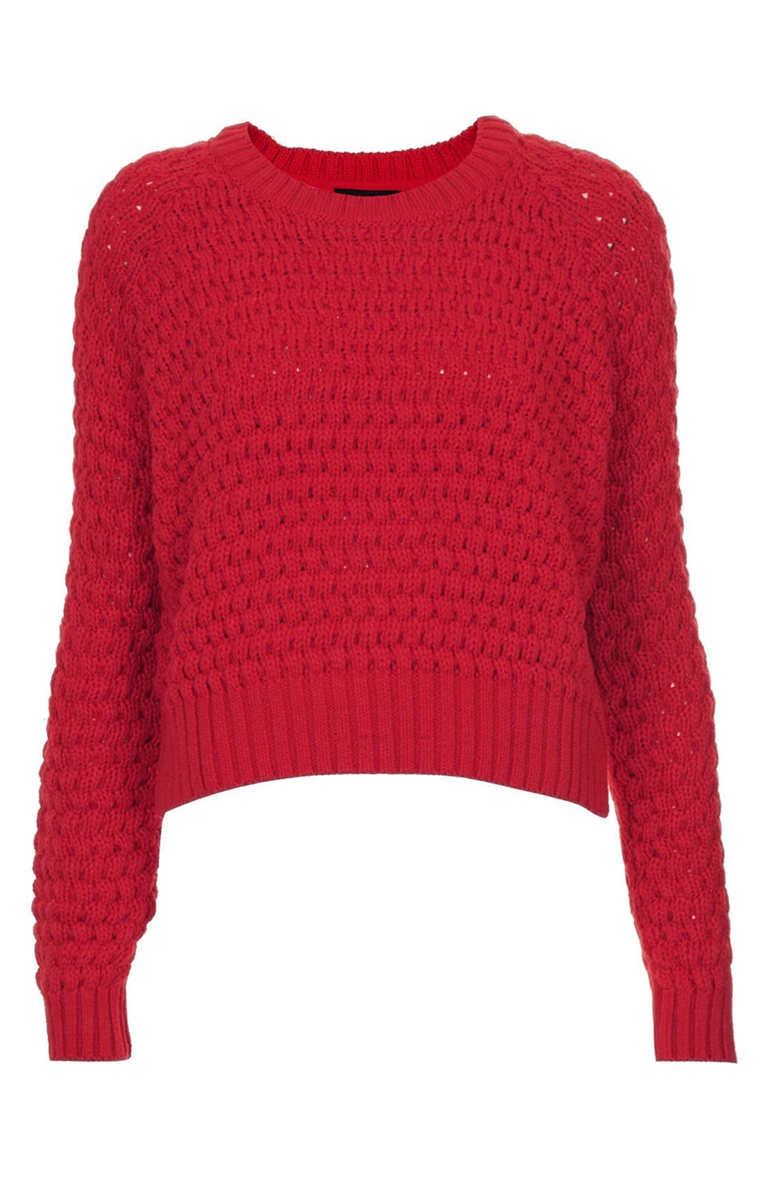 Topshop Knit Sweater in Red | Lyst