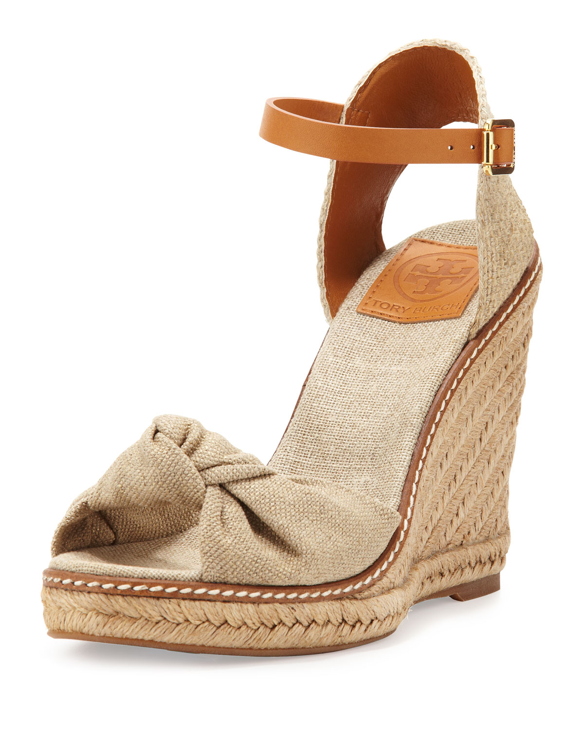 Lyst Tory burch Macy Linen Espadrille Wedge Gold Wash in Natural