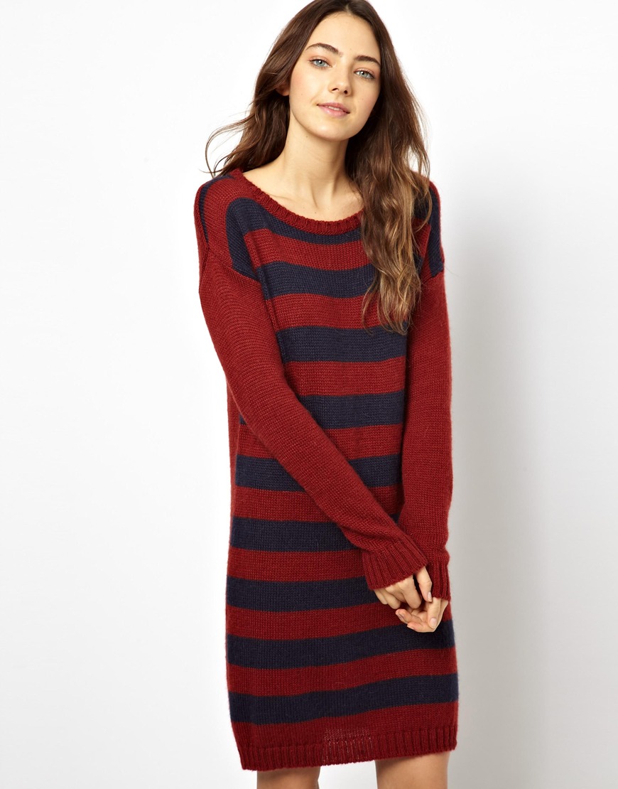 red and black striped sweater dress