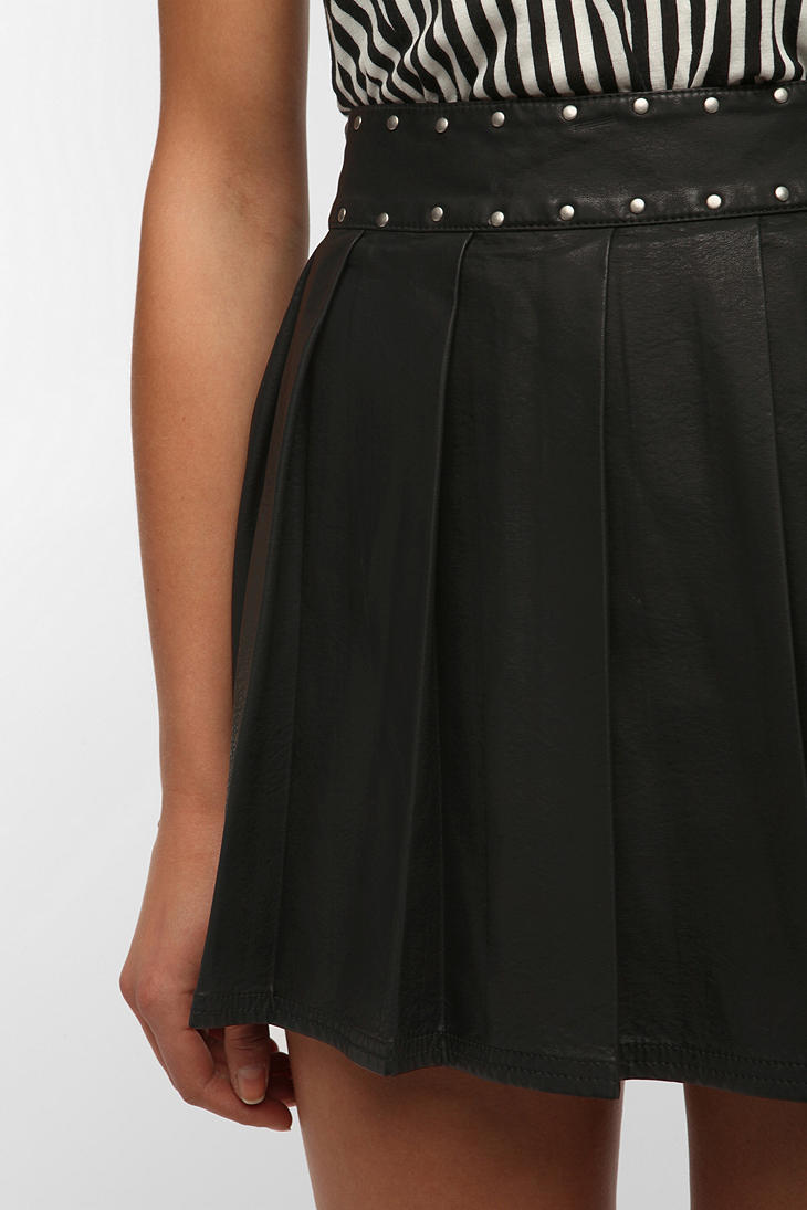 Urban Outfitters Silence Noise Studded Vegan Leather Circle Skirt in