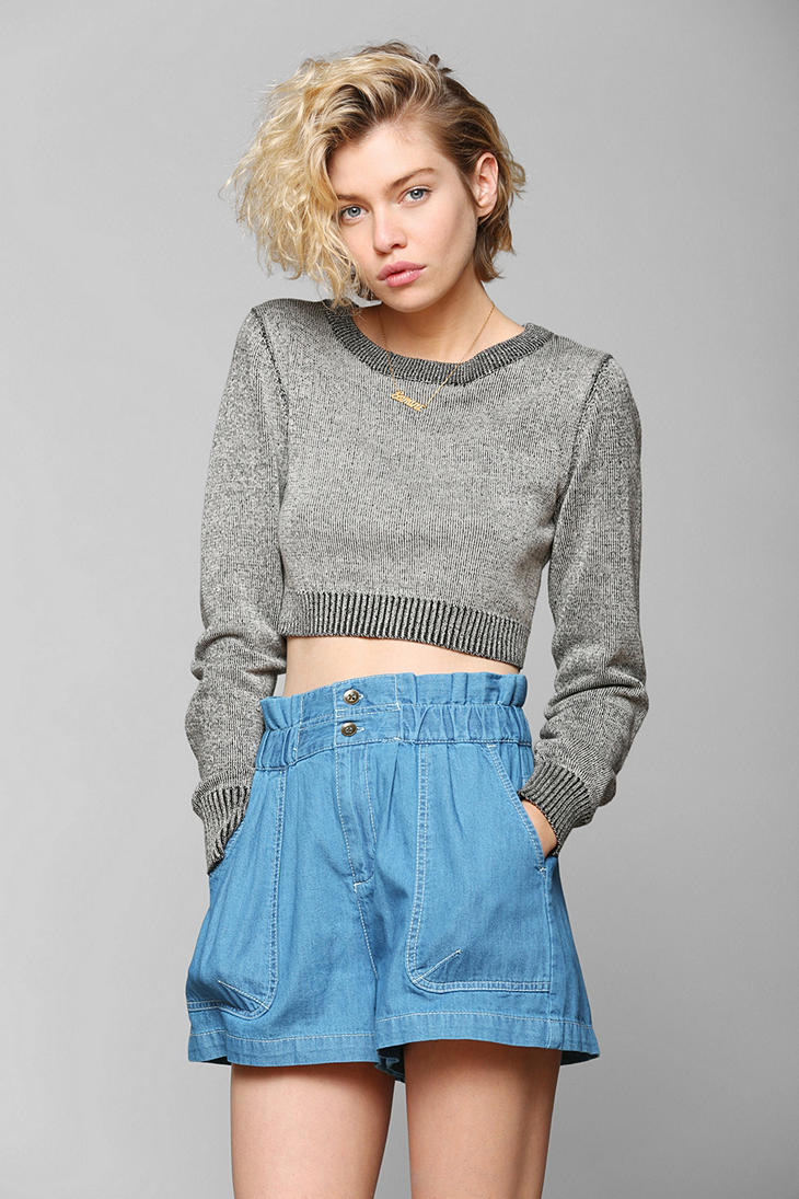chambray paperbag shorts