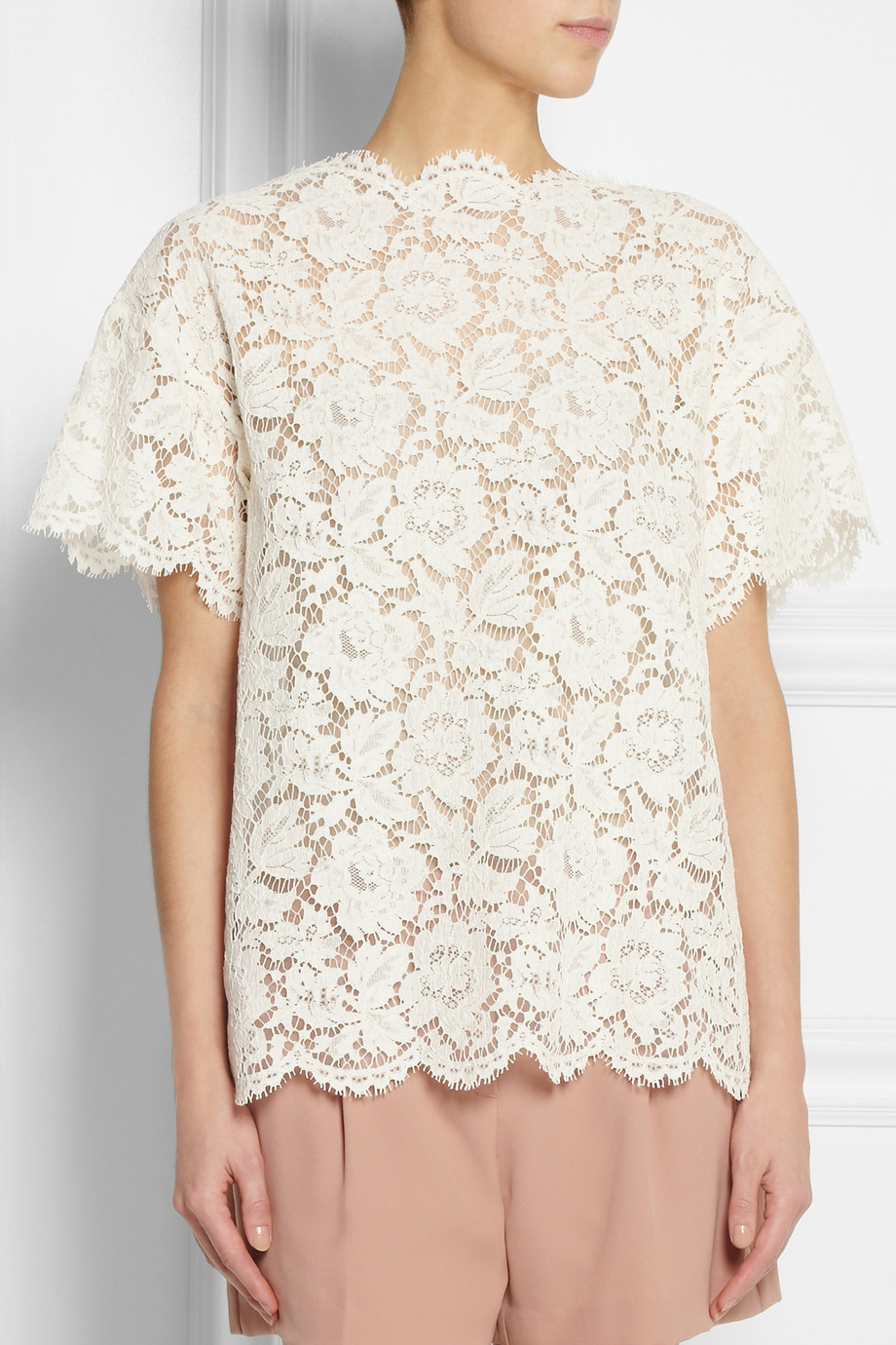 Lyst - Valentino Lace Plastron Shirt in White
