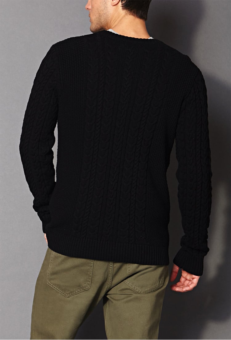 Lyst - Forever 21 Chunky Cable Knit Sweater in Black for Men