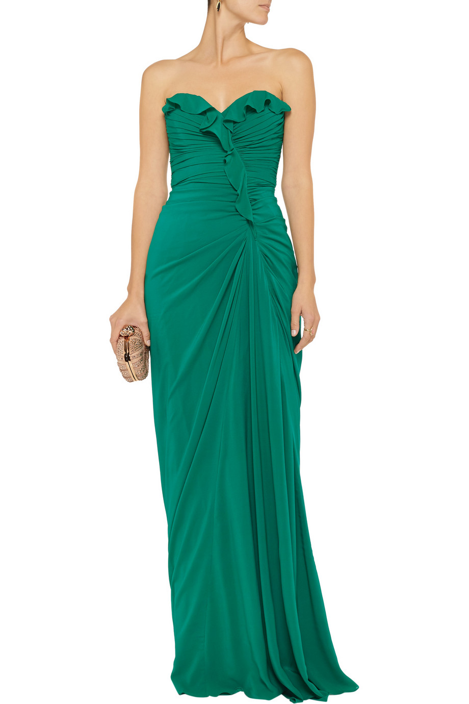 badgley mischka ruffle gown