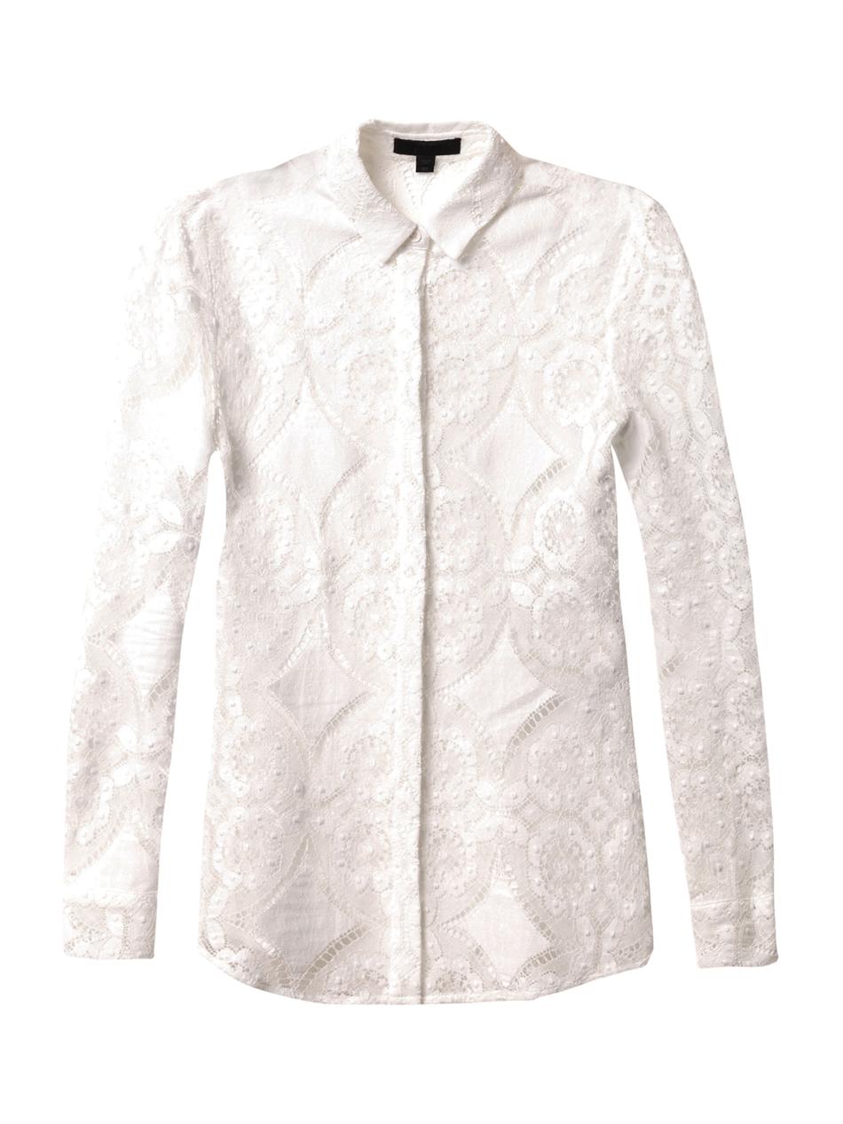 Burberry Prorsum Lace Shirt in White | Lyst
