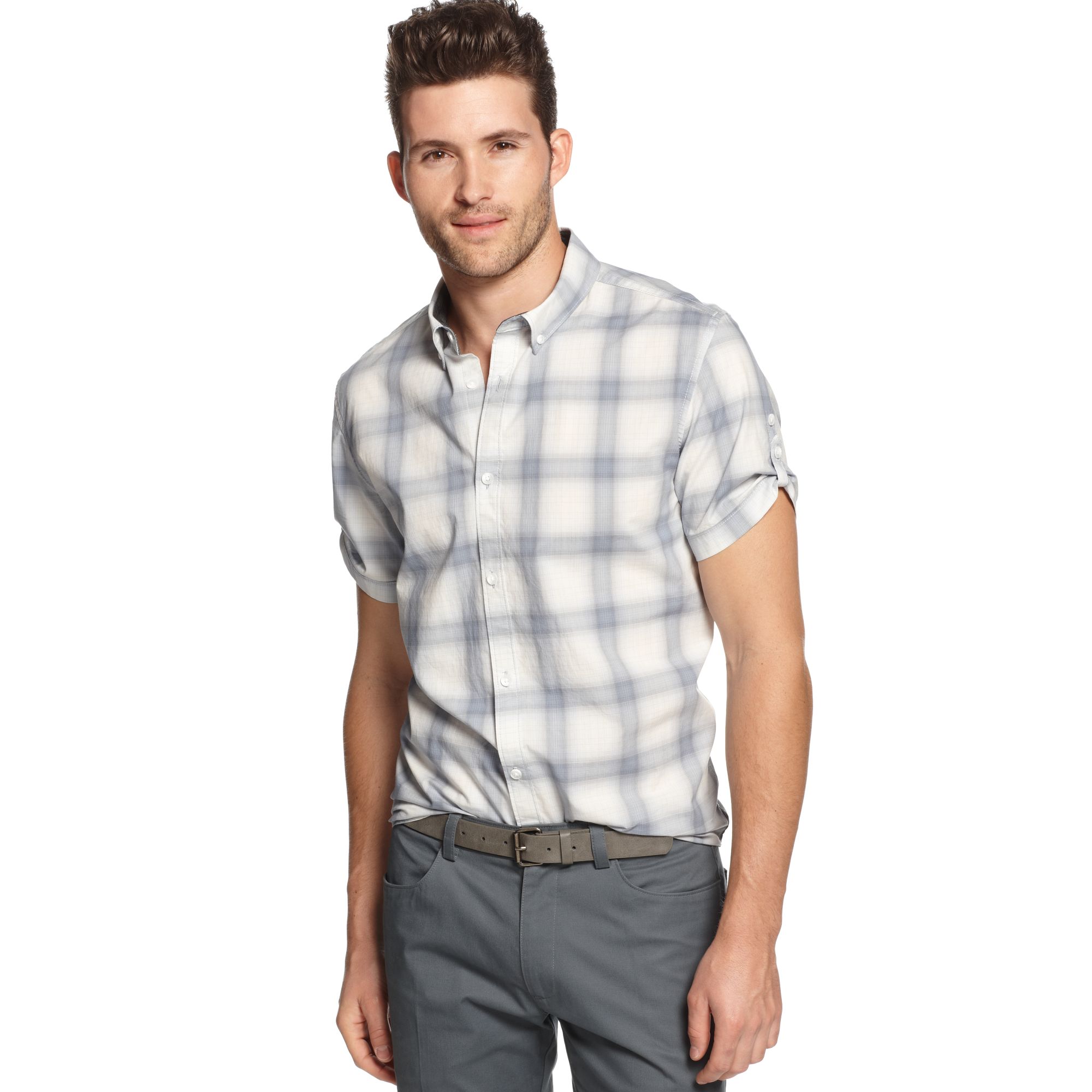 calvin klein short sleeve button down
