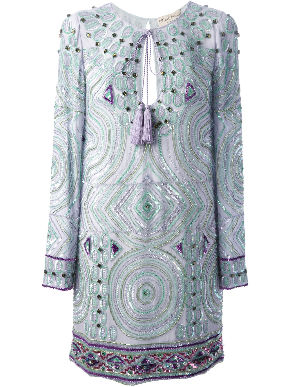 Emilio pucci Bead Embellished Tunic Dress in Purple | Lyst