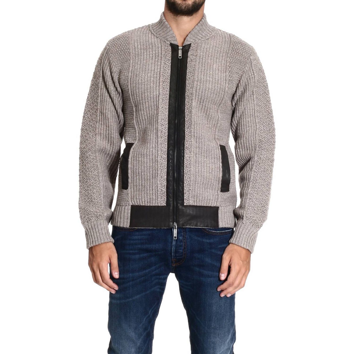 Etro Sweater Cardigan Thick Stitch + Leather in Beige for Men (Rope) | Lyst