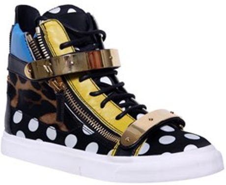Giuseppe Zanotti Polka Dots and Leopard Nappa Leather Sneakers in ...