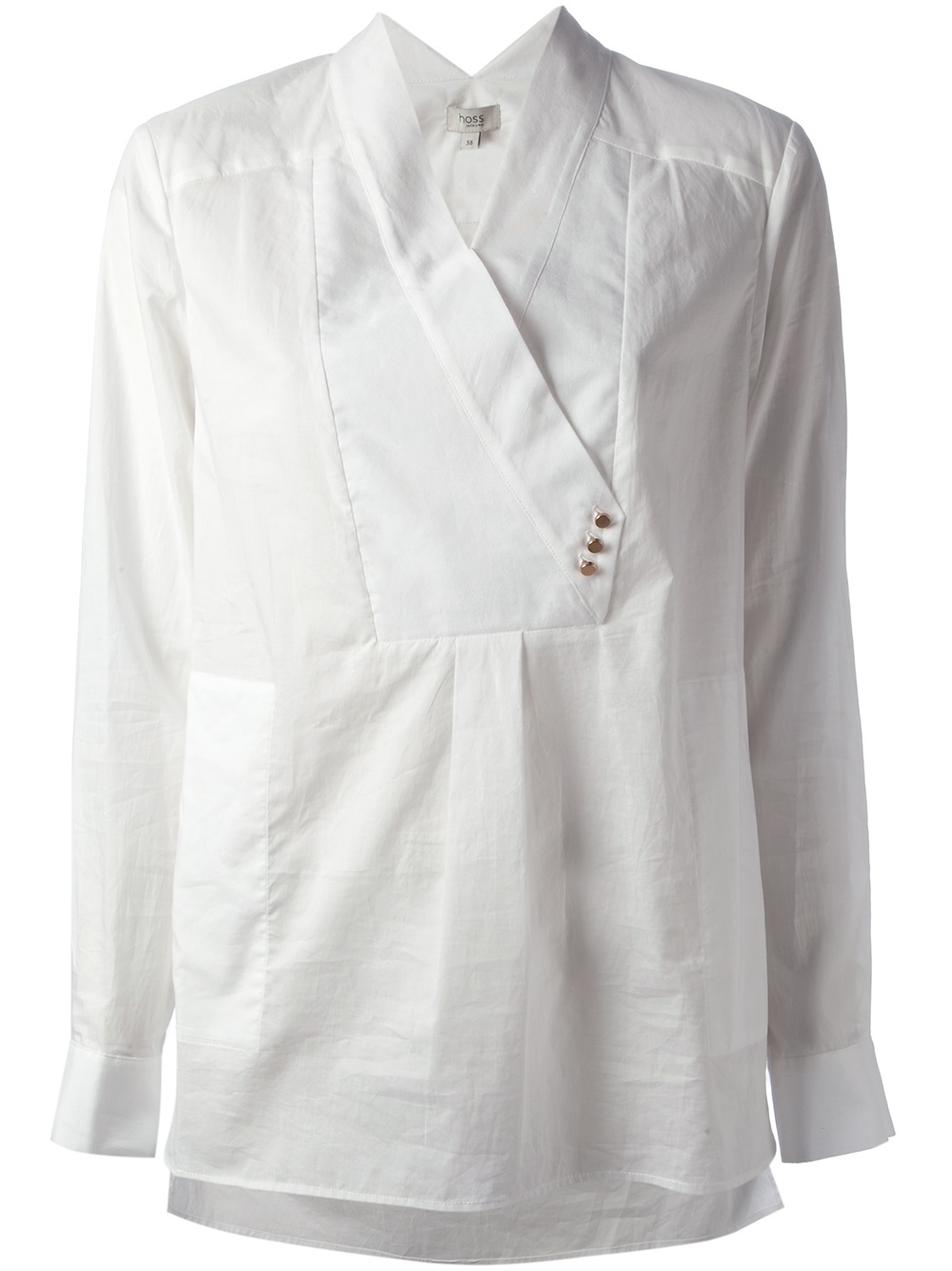Lyst - Intropia Cross Over Blouse in White