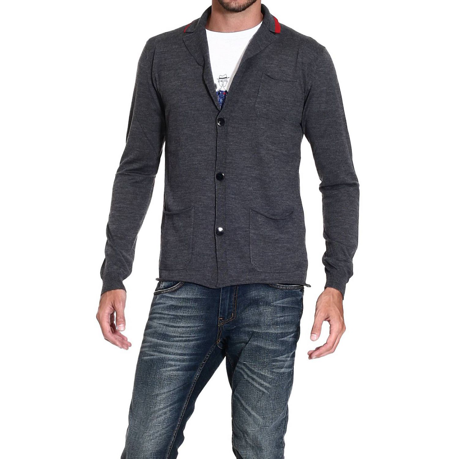 Iceberg Sweater Cardigan with Contrast Details in Gray for Men (Grey ...