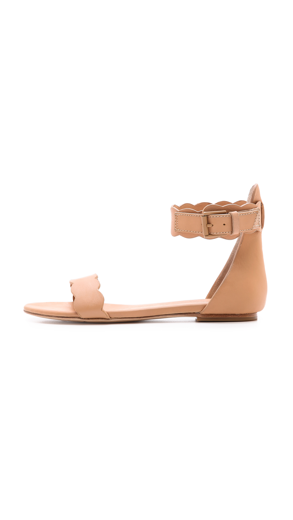 Lyst - Isa Tapia Juanita Scalloped Flat Sandals in Natural Gallery