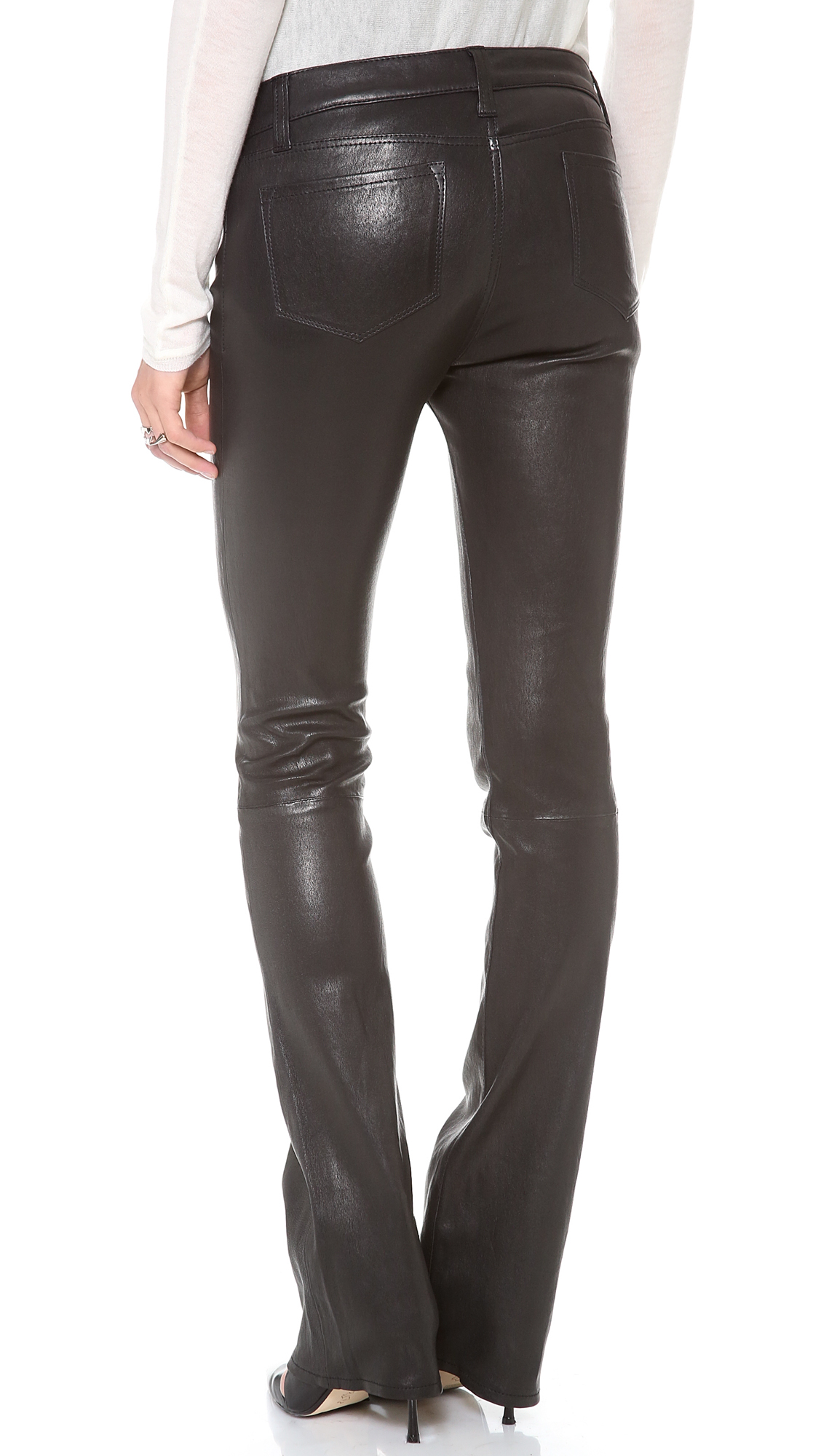 J Brand Brooke Leather Bootcut Pants in Black - Lyst