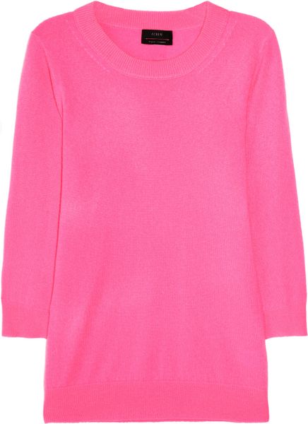 J.crew Tippi Neon Fineknit Cashmere Sweater in Pink | Lyst