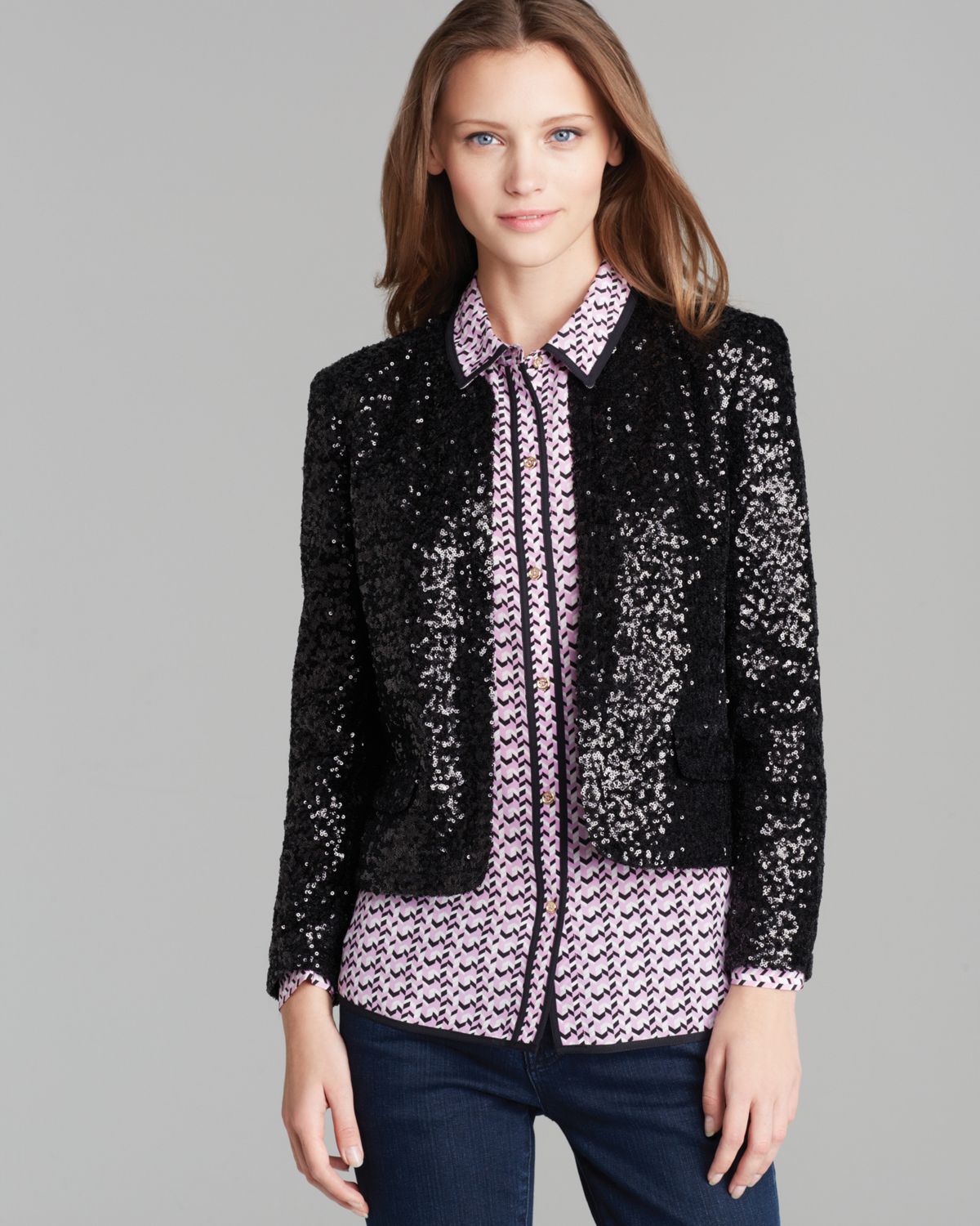 Juicy couture Jacket Mini Sequin in Black | Lyst