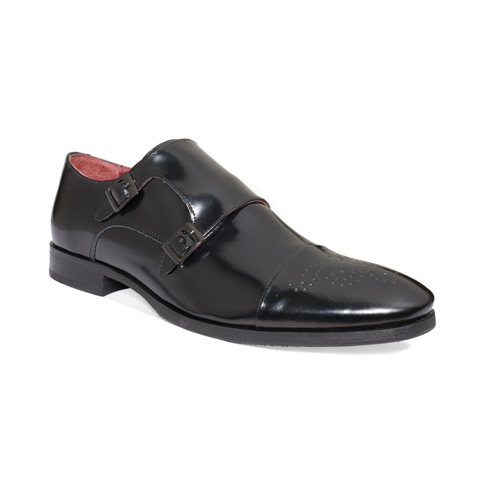 Lyst - Kenneth Cole Dotted Line Leather Monk Strap Shoes in Black for Men