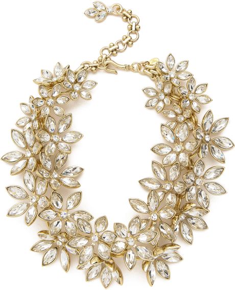 Lee Angel Jewelry Multi Flower Statement Necklace in Beige (Crystal) | Lyst