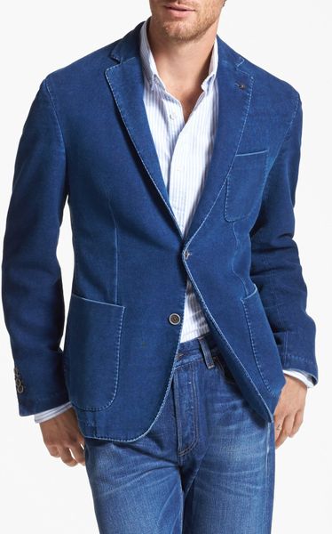 Lubiam Denim Effect Cotton Sportcoat in Blue for Men | Lyst